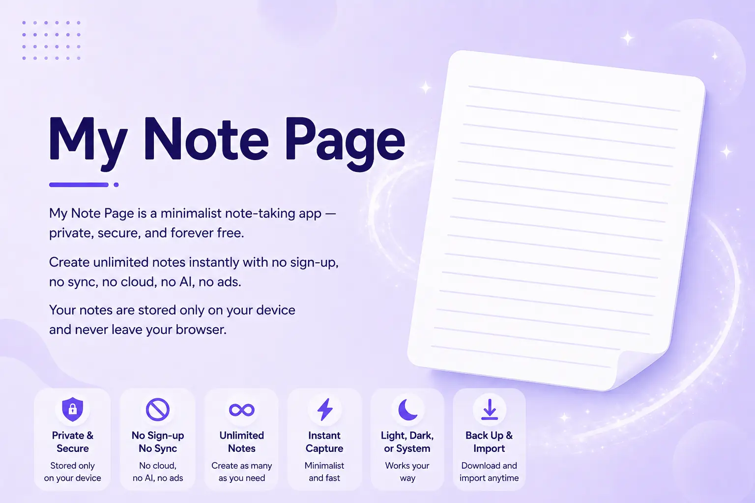 My Note Page – Minimalist, Private, Forever Free Note-Taking App